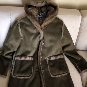 Dennis Basso Faux Fir Coat with hood.